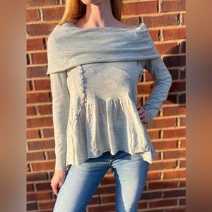 Sparrow Cowl Ruffle Sky Sweater